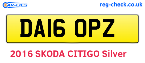 DA16OPZ are the vehicle registration plates.