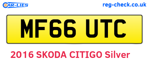 MF66UTC are the vehicle registration plates.