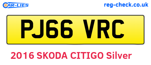 PJ66VRC are the vehicle registration plates.