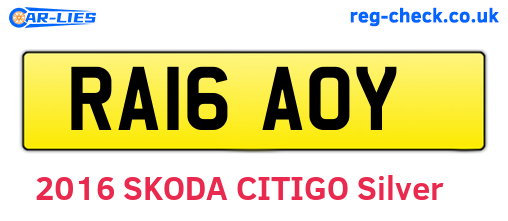 RA16AOY are the vehicle registration plates.