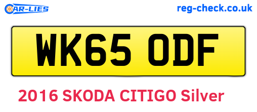 WK65ODF are the vehicle registration plates.