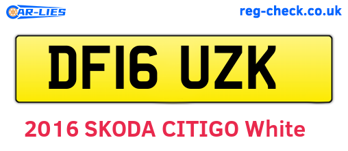 DF16UZK are the vehicle registration plates.