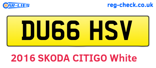 DU66HSV are the vehicle registration plates.