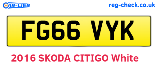 FG66VYK are the vehicle registration plates.