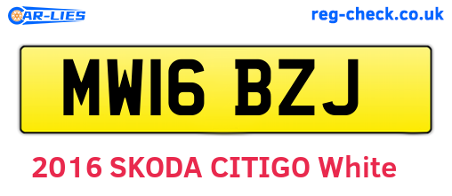 MW16BZJ are the vehicle registration plates.
