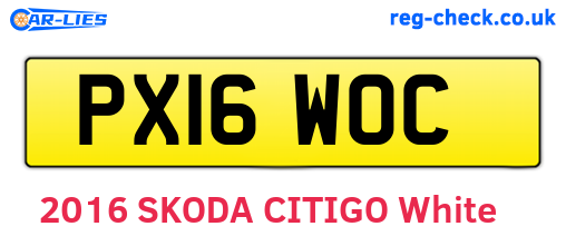 PX16WOC are the vehicle registration plates.