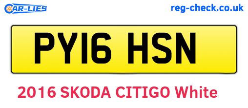 PY16HSN are the vehicle registration plates.
