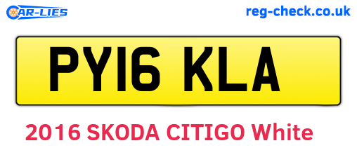 PY16KLA are the vehicle registration plates.