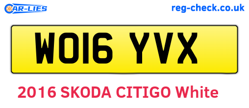 WO16YVX are the vehicle registration plates.