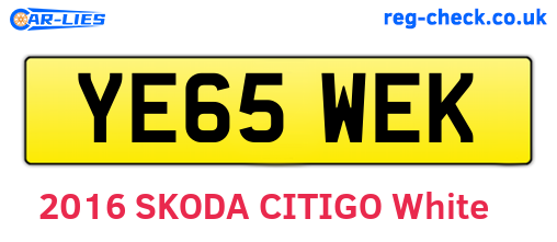 YE65WEK are the vehicle registration plates.