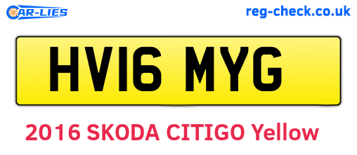 HV16MYG are the vehicle registration plates.