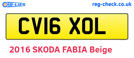 CV16XOL are the vehicle registration plates.