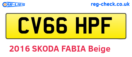 CV66HPF are the vehicle registration plates.