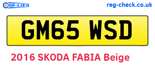 GM65WSD are the vehicle registration plates.