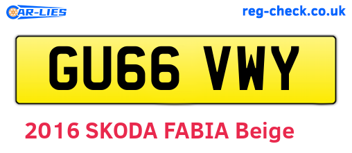 GU66VWY are the vehicle registration plates.