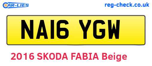 NA16YGW are the vehicle registration plates.
