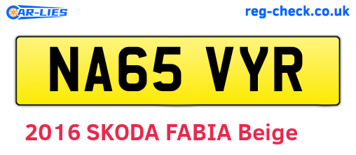 NA65VYR are the vehicle registration plates.