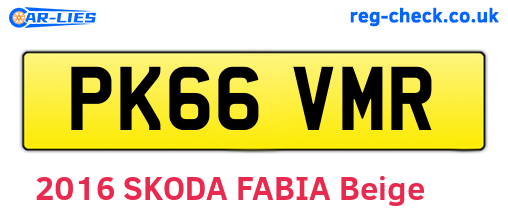 PK66VMR are the vehicle registration plates.