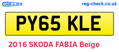 PY65KLE are the vehicle registration plates.