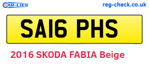SA16PHS are the vehicle registration plates.