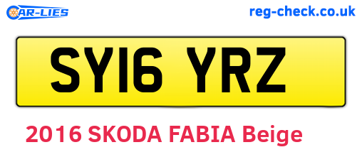SY16YRZ are the vehicle registration plates.