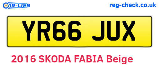 YR66JUX are the vehicle registration plates.
