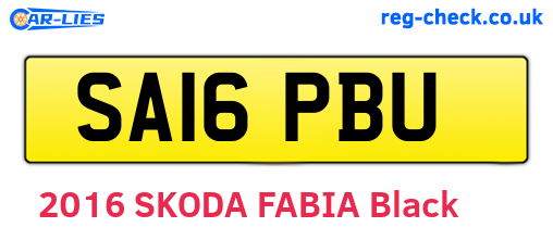 SA16PBU are the vehicle registration plates.