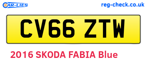 CV66ZTW are the vehicle registration plates.