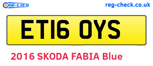 ET16OYS are the vehicle registration plates.