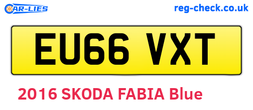 EU66VXT are the vehicle registration plates.