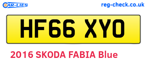 HF66XYO are the vehicle registration plates.