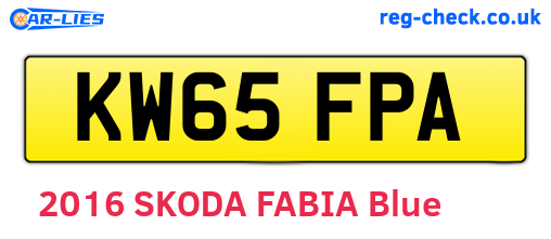 KW65FPA are the vehicle registration plates.