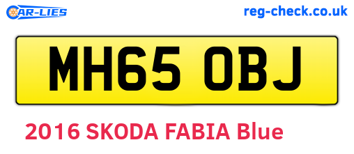 MH65OBJ are the vehicle registration plates.