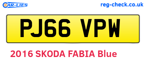 PJ66VPW are the vehicle registration plates.