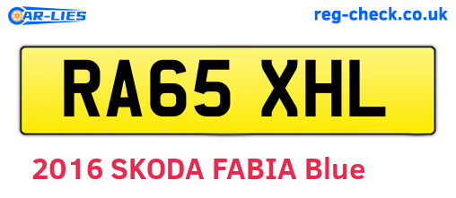 RA65XHL are the vehicle registration plates.