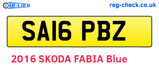 SA16PBZ are the vehicle registration plates.