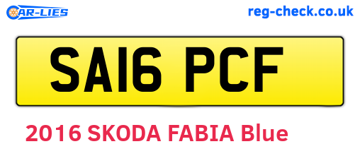 SA16PCF are the vehicle registration plates.