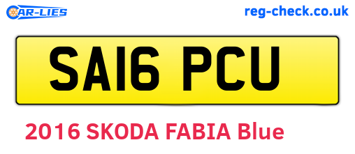 SA16PCU are the vehicle registration plates.