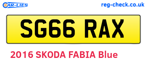 SG66RAX are the vehicle registration plates.
