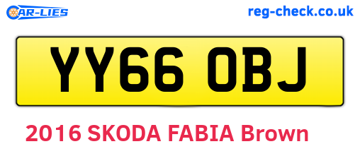 YY66OBJ are the vehicle registration plates.