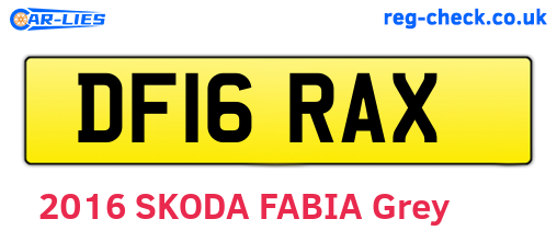 DF16RAX are the vehicle registration plates.