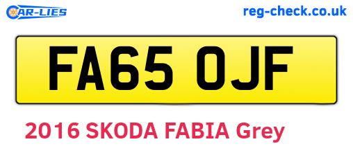 FA65OJF are the vehicle registration plates.