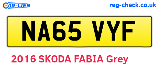 NA65VYF are the vehicle registration plates.