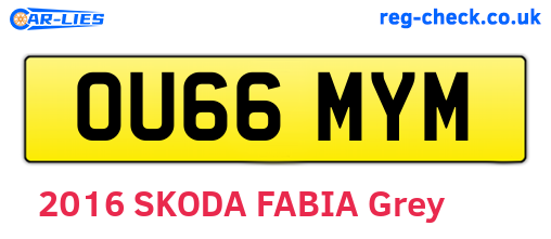 OU66MYM are the vehicle registration plates.