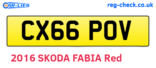 CX66POV are the vehicle registration plates.