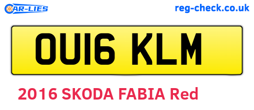 OU16KLM are the vehicle registration plates.