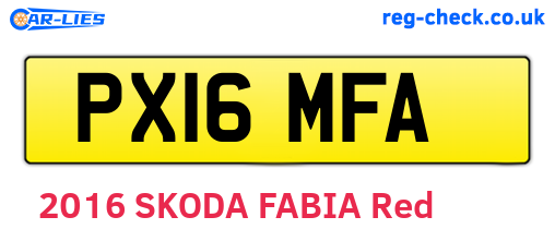 PX16MFA are the vehicle registration plates.
