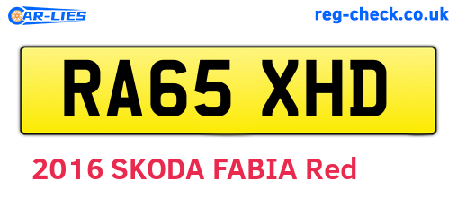RA65XHD are the vehicle registration plates.