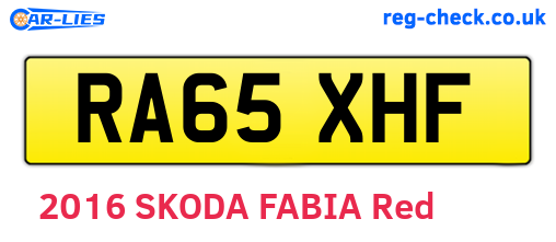 RA65XHF are the vehicle registration plates.