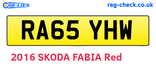 RA65YHW are the vehicle registration plates.